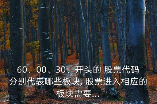60、00、30、開頭的 股票代碼分別代表哪些板塊, 股票進入相應的板塊需要...