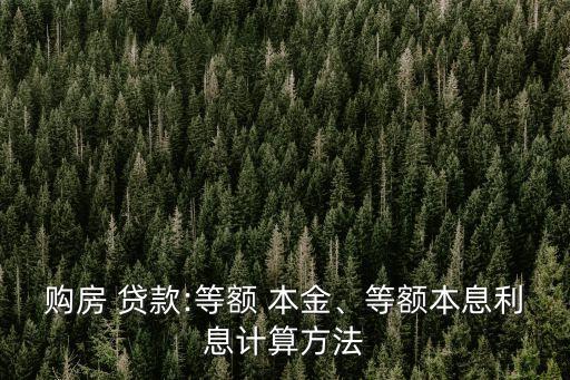 購房 貸款:等額 本金、等額本息利息計算方法