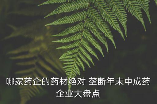 哪家藥企的藥材絕對(duì) 壟斷年末中成藥企業(yè)大盤(pán)點(diǎn)