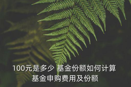100元是多少 基金份額如何計(jì)算 基金申購(gòu)費(fèi)用及份額