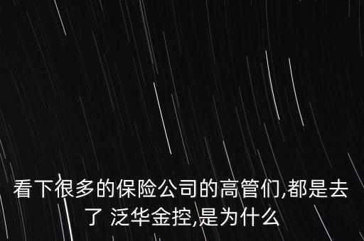 看下很多的保險(xiǎn)公司的高管們,都是去了 泛華金控,是為什么