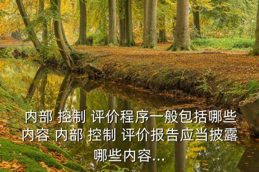  內(nèi)部 控制 評(píng)價(jià)程序一般包括哪些內(nèi)容 內(nèi)部 控制 評(píng)價(jià)報(bào)告應(yīng)當(dāng)披露哪些內(nèi)容...