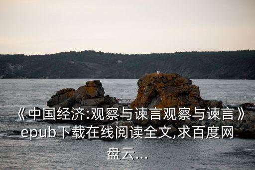 《中國經(jīng)濟:觀察與諫言觀察與諫言》epub下載在線閱讀全文,求百度網(wǎng)盤云...
