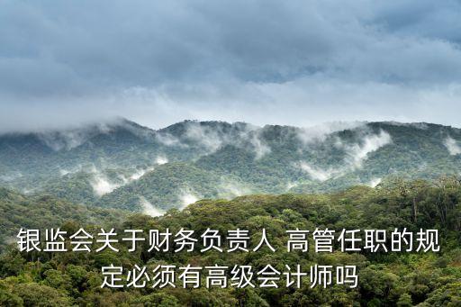 銀監(jiān)會(huì)關(guān)于財(cái)務(wù)負(fù)責(zé)人 高管任職的規(guī)定必須有高級會(huì)計(jì)師嗎
