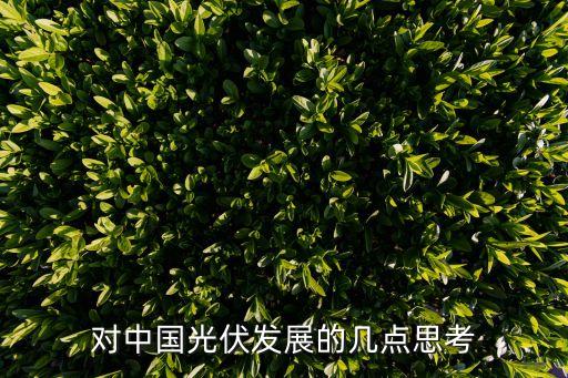 對中國光伏發(fā)展的幾點思考