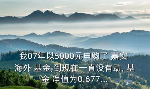嘉實海外基金凈值,070012嘉實海外基金凈值