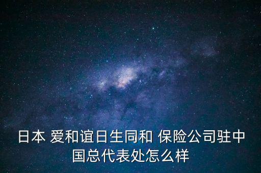 日本 愛和誼日生同和 保險(xiǎn)公司駐中國總代表處怎么樣