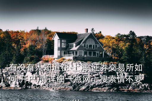 有沒(méi)有人知道在 上海 證券交易所如何 開戶,請(qǐng)?jiān)敿?xì)一點(diǎn)網(wǎng)上搜索請(qǐng)不要...