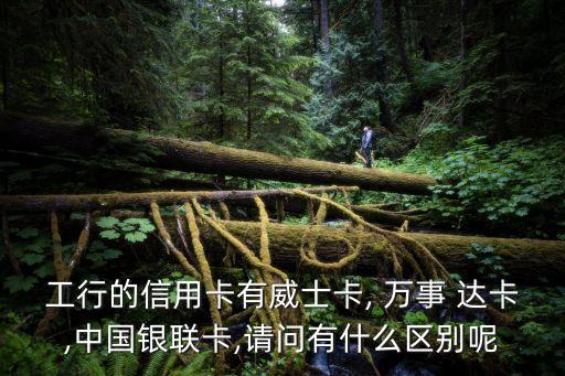 工行的信用卡有威士卡, 萬(wàn)事 達(dá)卡,中國(guó)銀聯(lián)卡,請(qǐng)問有什么區(qū)別呢
