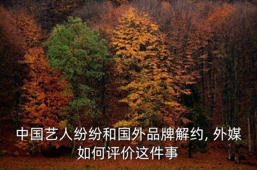 中國藝人紛紛和國外品牌解約, 外媒如何評價(jià)這件事