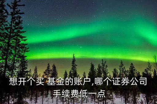 想開個買 基金的賬戶,哪個證券公司 手續(xù)費低一點