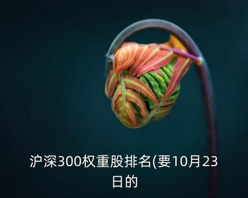 滬深300權重股排名(要10月23日的