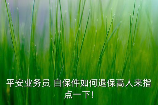 平安業(yè)務(wù)員 自保件如何退保高人來(lái)指點(diǎn)一下!