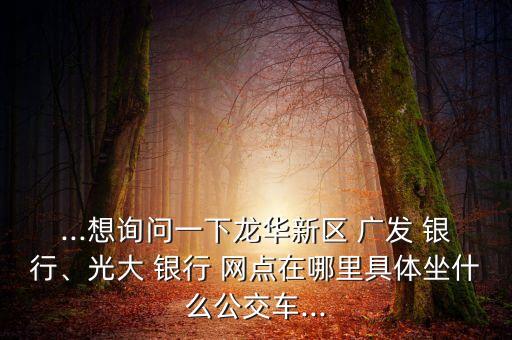 ...想詢問一下龍華新區(qū) 廣發(fā) 銀行、光大 銀行 網點在哪里具體坐什么公交車...