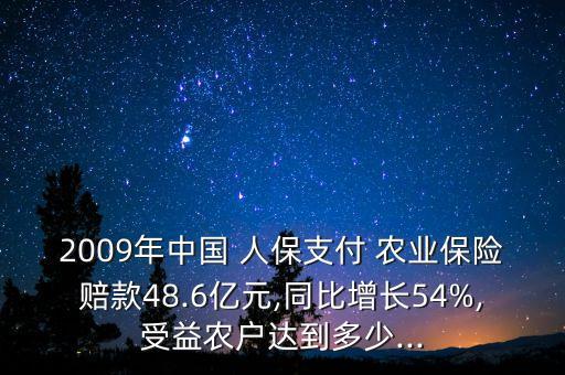 2009年中國(guó) 人保支付 農(nóng)業(yè)保險(xiǎn)賠款48.6億元,同比增長(zhǎng)54%,受益農(nóng)戶達(dá)到多少...