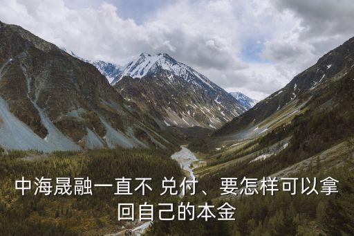 中海晟融一直不 兌付、要怎樣可以拿回自己的本金