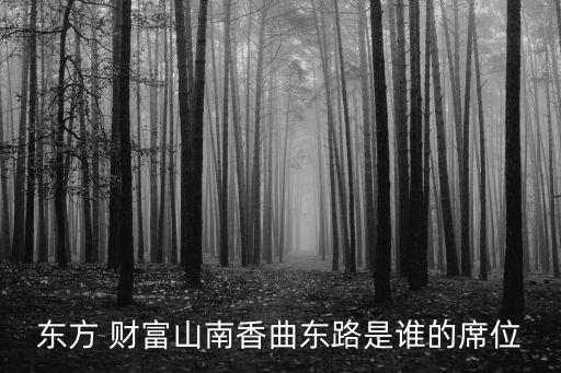 東方 財(cái)富山南香曲東路是誰的席位