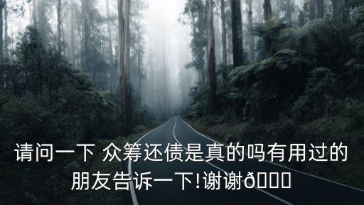 請問一下 眾籌還債是真的嗎有用過的朋友告訴一下!謝謝?