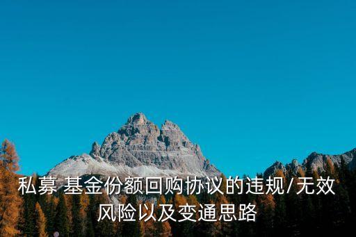 私募 基金份額回購協(xié)議的違規(guī)/無效風險以及變通思路