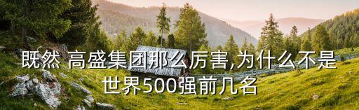 既然 高盛集團那么厲害,為什么不是世界500強前幾名