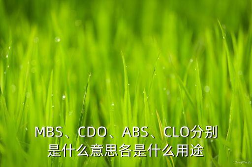 MBS、CDO、ABS、CLO分別是什么意思各是什么用途