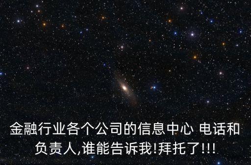 金融行業(yè)各個公司的信息中心 電話和負責人,誰能告訴我!拜托了!!!