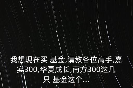 我想現(xiàn)在買(mǎi) 基金,請(qǐng)教各位高手,嘉實(shí)300,華夏成長(zhǎng),南方300這幾只 基金這個(gè)...