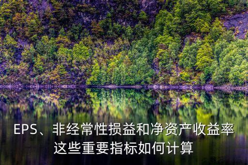 EPS、非經(jīng)常性損益和凈資產(chǎn)收益率這些重要指標(biāo)如何計算