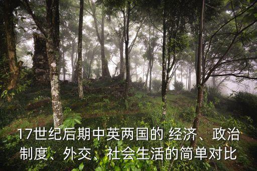 17世紀(jì)后期中英兩國的 經(jīng)濟(jì)、政治制度、外交、社會生活的簡單對比