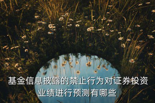  基金信息披露的禁止行為對(duì)證券投資業(yè)績(jī)進(jìn)行預(yù)測(cè)有哪些