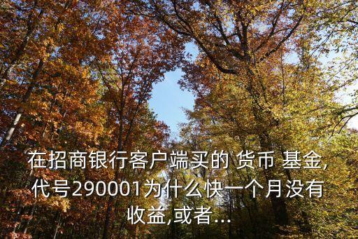 在招商銀行客戶(hù)端買(mǎi)的 貨幣 基金,代號(hào)290001為什么快一個(gè)月沒(méi)有收益,或者...