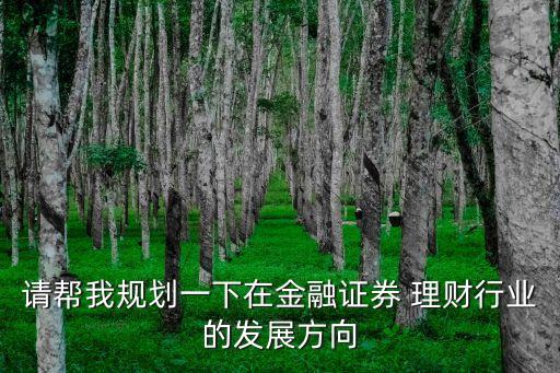 請幫我規(guī)劃一下在金融證券 理財(cái)行業(yè)的發(fā)展方向