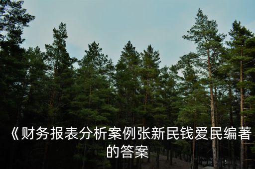 《財(cái)務(wù)報(bào)表分析案例張新民錢(qián)愛(ài)民編著的答案