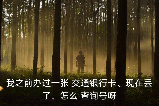 我之前辦過(guò)一張 交通銀行卡、現(xiàn)在丟了、怎么 查詢(xún)號(hào)呀