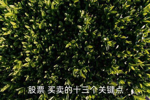  股票 買(mǎi)賣(mài)的十三個(gè)關(guān)鍵點(diǎn)