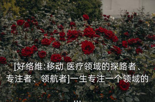 [好絡(luò)維:移動(dòng) 醫(yī)療領(lǐng)域的探路者、專注者、領(lǐng)航者]一生專注一個(gè)領(lǐng)域的...