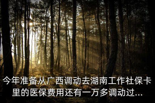 今年準(zhǔn)備從廣西調(diào)動(dòng)去湖南工作社?？ɡ锏尼t(yī)保費(fèi)用還有一萬多調(diào)動(dòng)過...