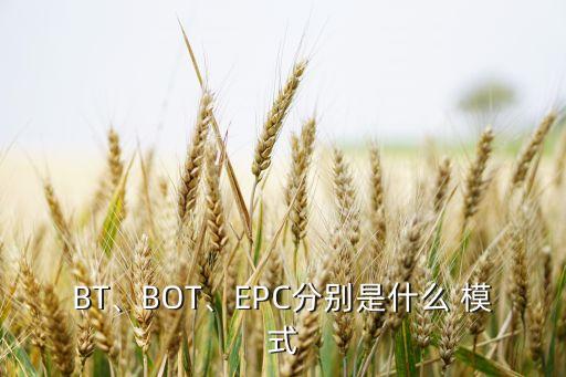 BT、BOT、EPC分別是什么 模式