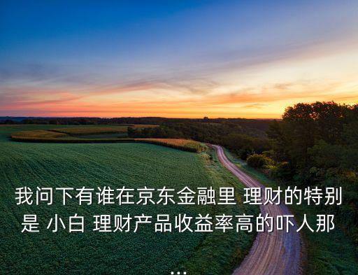我問下有誰在京東金融里 理財的特別是 小白 理財產品收益率高的嚇人那...