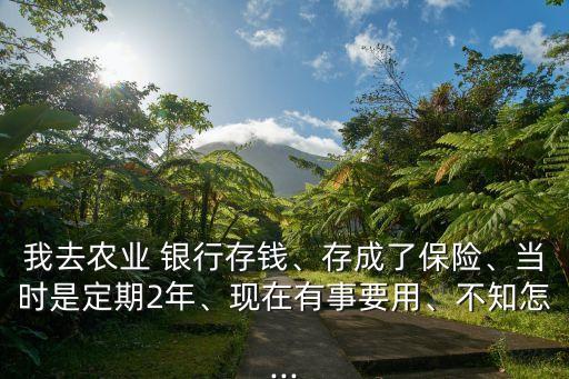 我去農(nóng)業(yè) 銀行存錢、存成了保險(xiǎn)、當(dāng)時(shí)是定期2年、現(xiàn)在有事要用、不知怎...