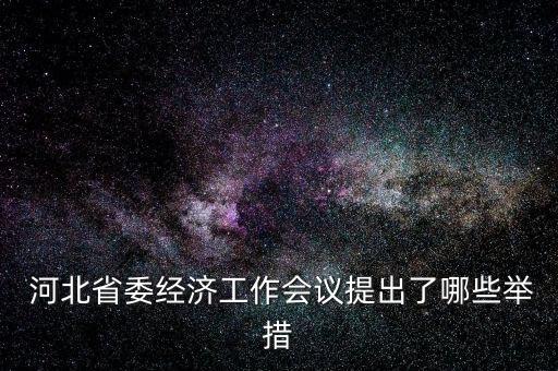  河北省委經濟工作會議提出了哪些舉措