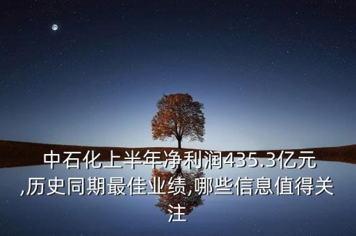  中石化上半年凈利潤435.3億元,歷史同期最佳業(yè)績,哪些信息值得關(guān)注