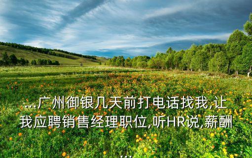 ...廣州御銀幾天前打電話找我,讓我應聘銷售經理職位,聽HR說,薪酬...