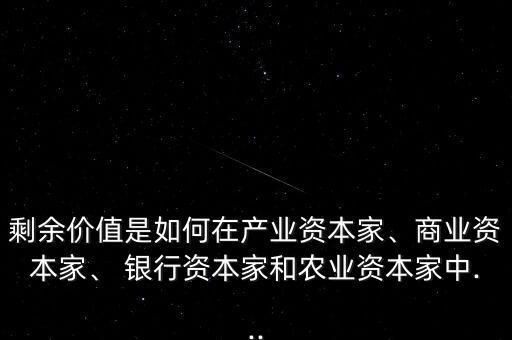 剩余價(jià)值是如何在產(chǎn)業(yè)資本家、商業(yè)資本家、 銀行資本家和農(nóng)業(yè)資本家中...