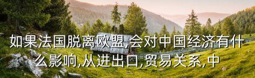 如果法國脫離歐盟,會對中國經(jīng)濟有什么影響,從進(jìn)出口,貿(mào)易關(guān)系,中