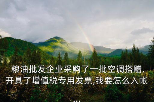  糧油批發(fā)企業(yè)采購(gòu)了一批空調(diào)搭贈(zèng),開(kāi)具了增值稅專用發(fā)票,我要怎么入帳...