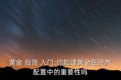 黃金 投資 入門:你知道黃金在資產配置中的重要性嗎