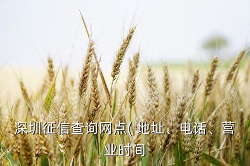深圳征信查詢網(wǎng)點( 地址、電話、營業(yè)時間