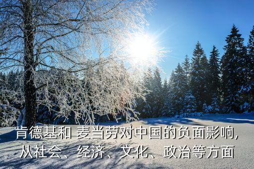 肯德基和 麥當(dāng)勞對中國的負(fù)面影響,從社會、經(jīng)濟、文化、政治等方面