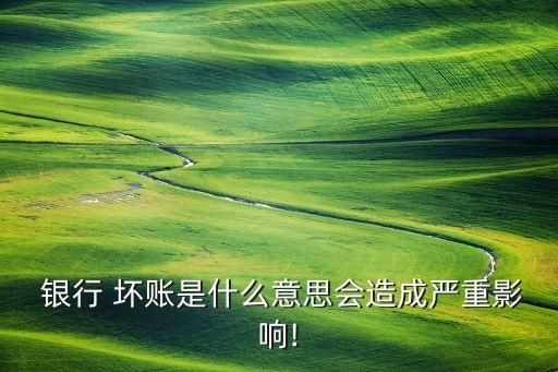  銀行 壞賬是什么意思會(huì)造成嚴(yán)重影響!